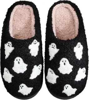 Afellicy Halloween Christmas Slippers Checkered Scuff for Women and Men Holiday Indoor Bedroom Fluffy Warm Fleece Slippers Winter Soft Cozy Home Non-Slip Soft Plush Slip-on Wool Lined House Shoes