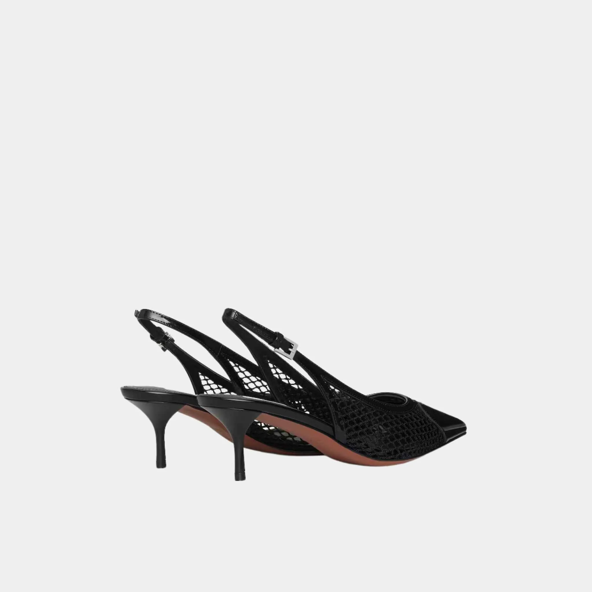 Alaia Le Cœur Slingbacks In Fishnet