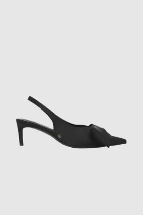 Anine Bing Nina Heels with Bow in Black Satin
