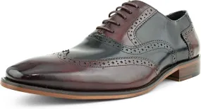Asher Green AG100 - Men's Dress Shoes - Genuine Calf Leather Wingtip Oxfords - Two Tone and Multi Tone Mens Dress Shoes