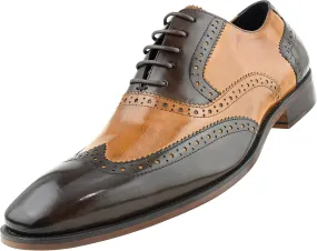 Asher Green AG100 - Men's Dress Shoes - Genuine Calf Leather Wingtip Oxfords - Two Tone and Multi Tone Mens Dress Shoes
