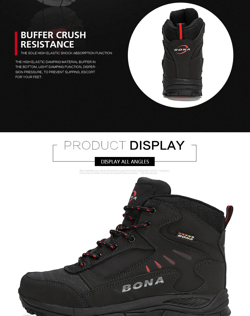 BONA New Designers Brand Winter Plush Boots Men Warm Snow Ankle Boots Man High Quality Action Leather Sneakers Mansculino