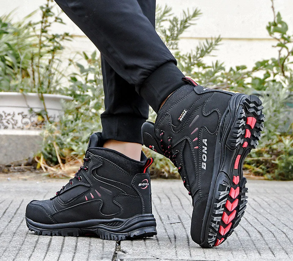 BONA New Designers Brand Winter Plush Boots Men Warm Snow Ankle Boots Man High Quality Action Leather Sneakers Mansculino
