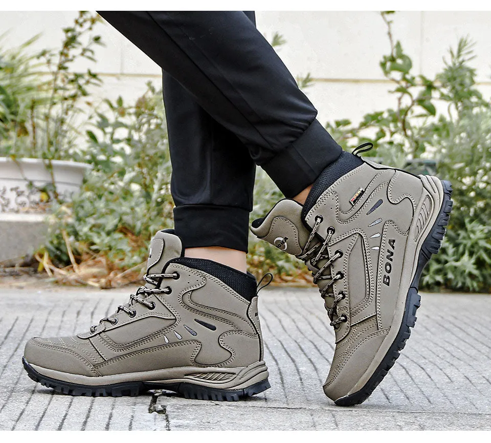 BONA New Designers Brand Winter Plush Boots Men Warm Snow Ankle Boots Man High Quality Action Leather Sneakers Mansculino