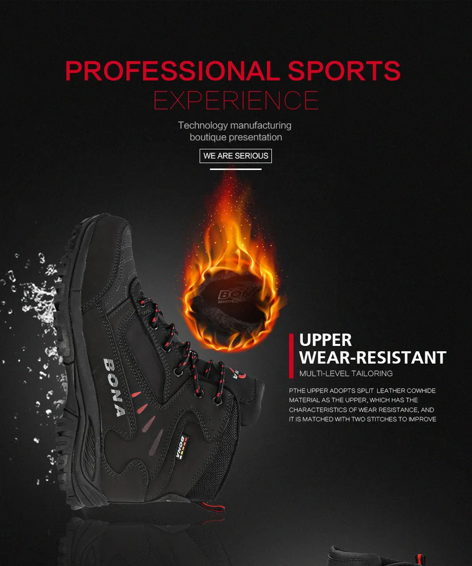 BONA New Designers Brand Winter Plush Boots Men Warm Snow Ankle Boots Man High Quality Action Leather Sneakers Mansculino