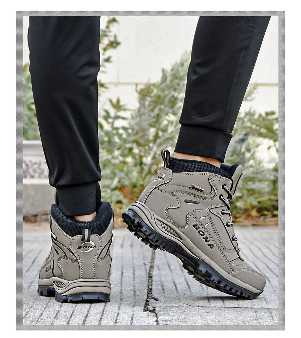 BONA New Designers Brand Winter Plush Boots Men Warm Snow Ankle Boots Man High Quality Action Leather Sneakers Mansculino