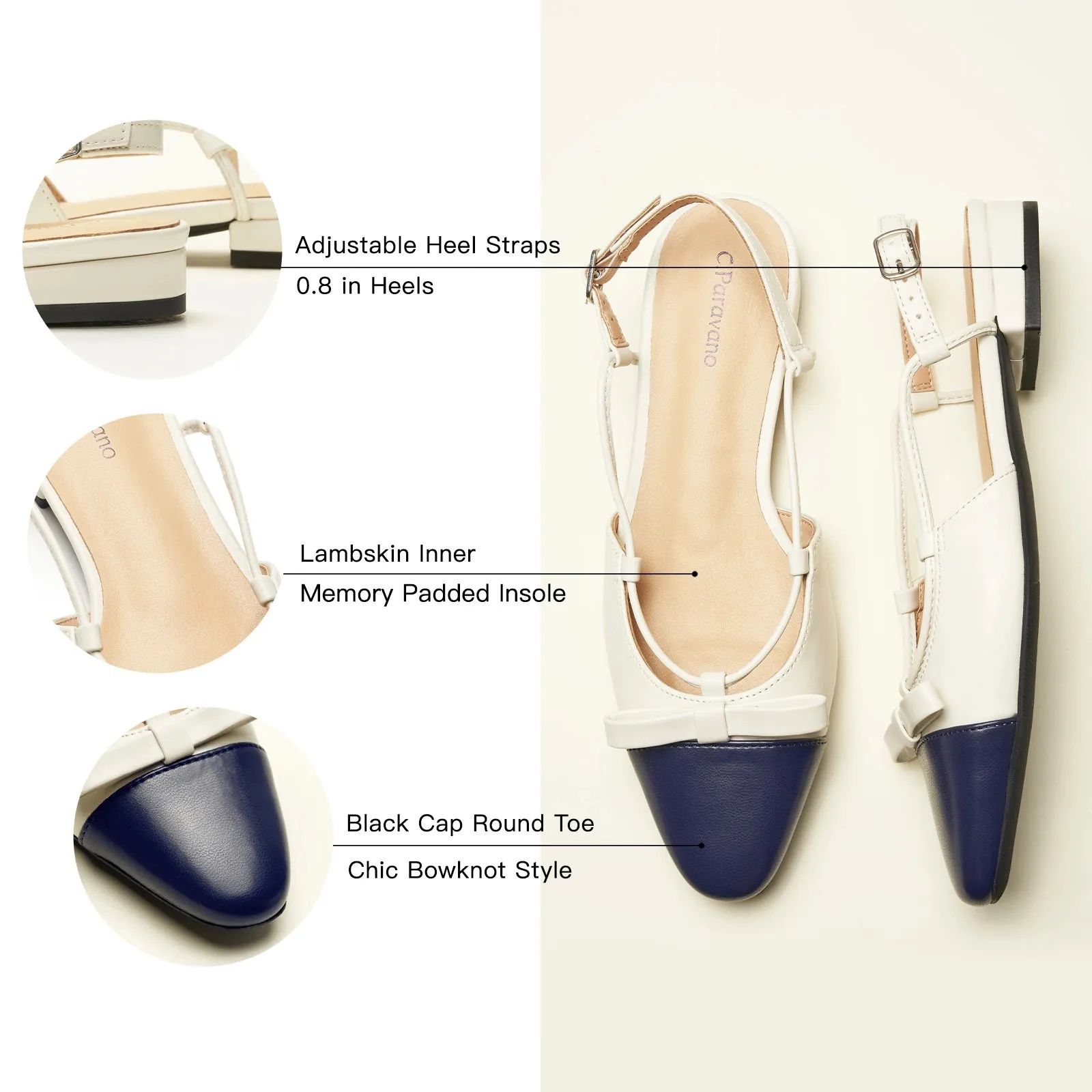 Bow Almond Toe Slingback Flats(Lena F)