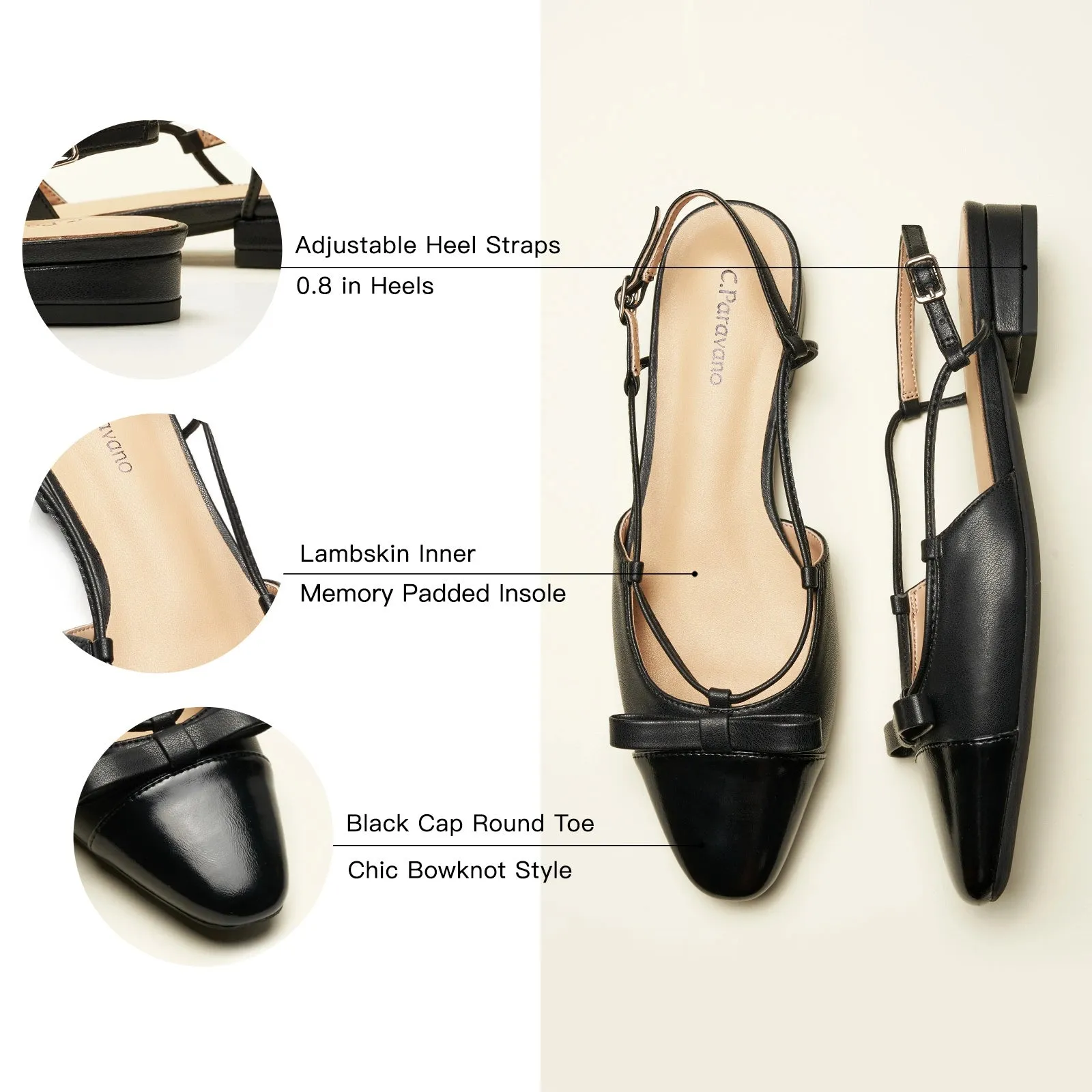 Bow Almond Toe Slingback Flats(Lena F)