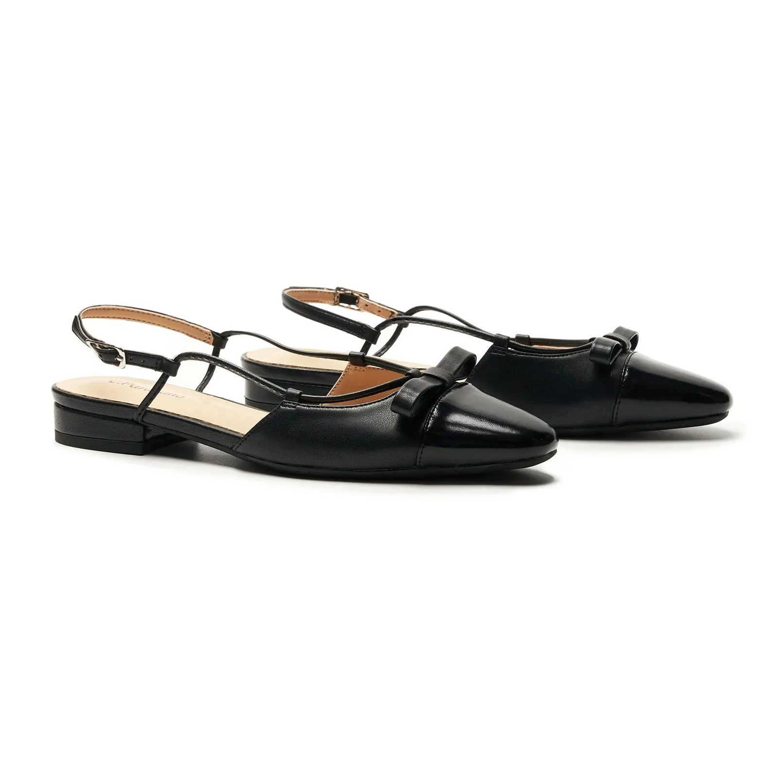 Bow Almond Toe Slingback Flats(Lena F)