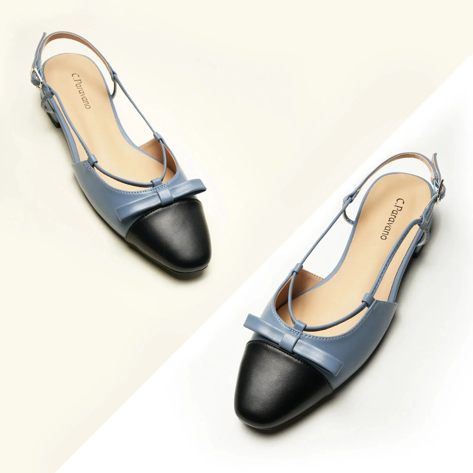 Bow Almond Toe Slingback Flats(Lena F)