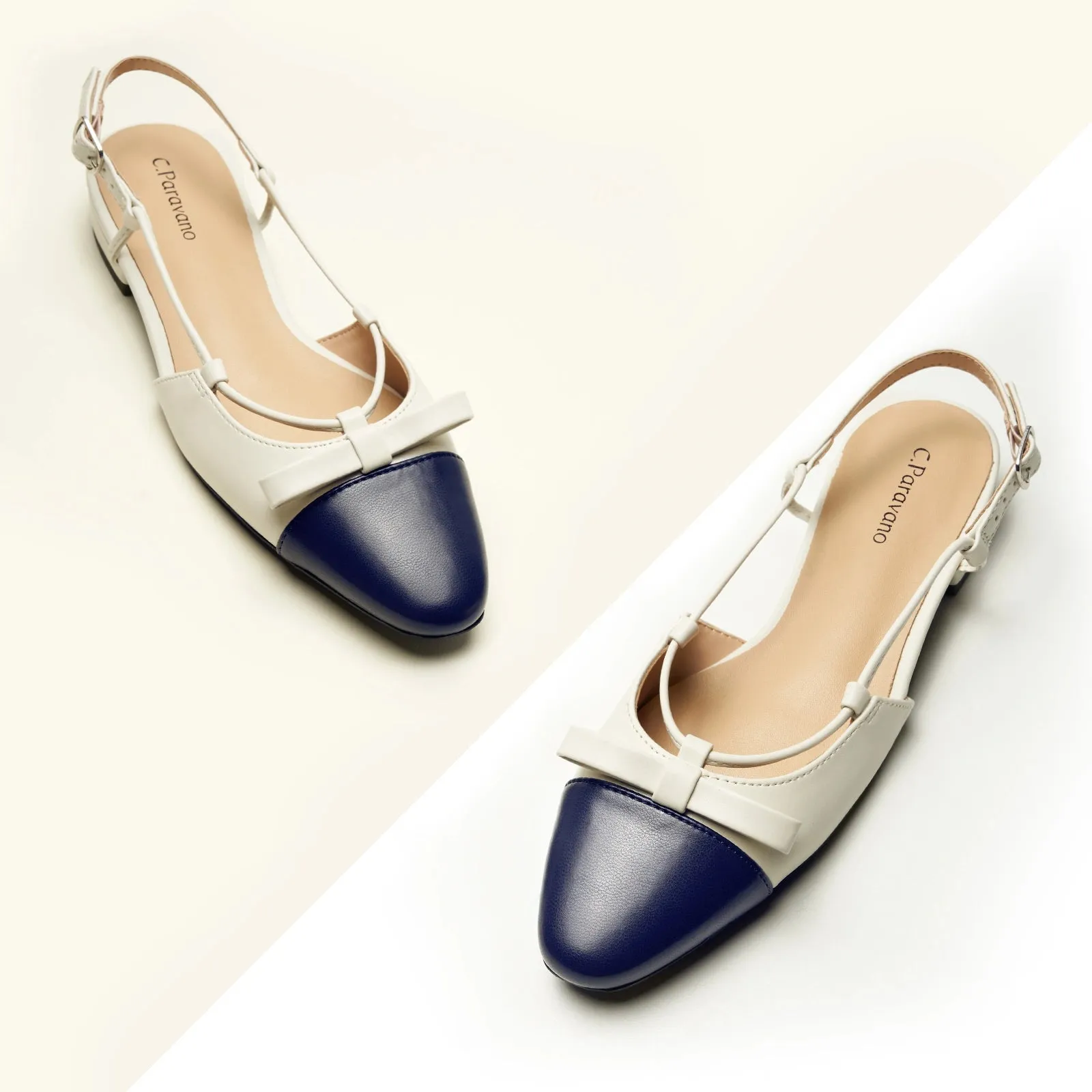 Bow Almond Toe Slingback Flats(Lena F)