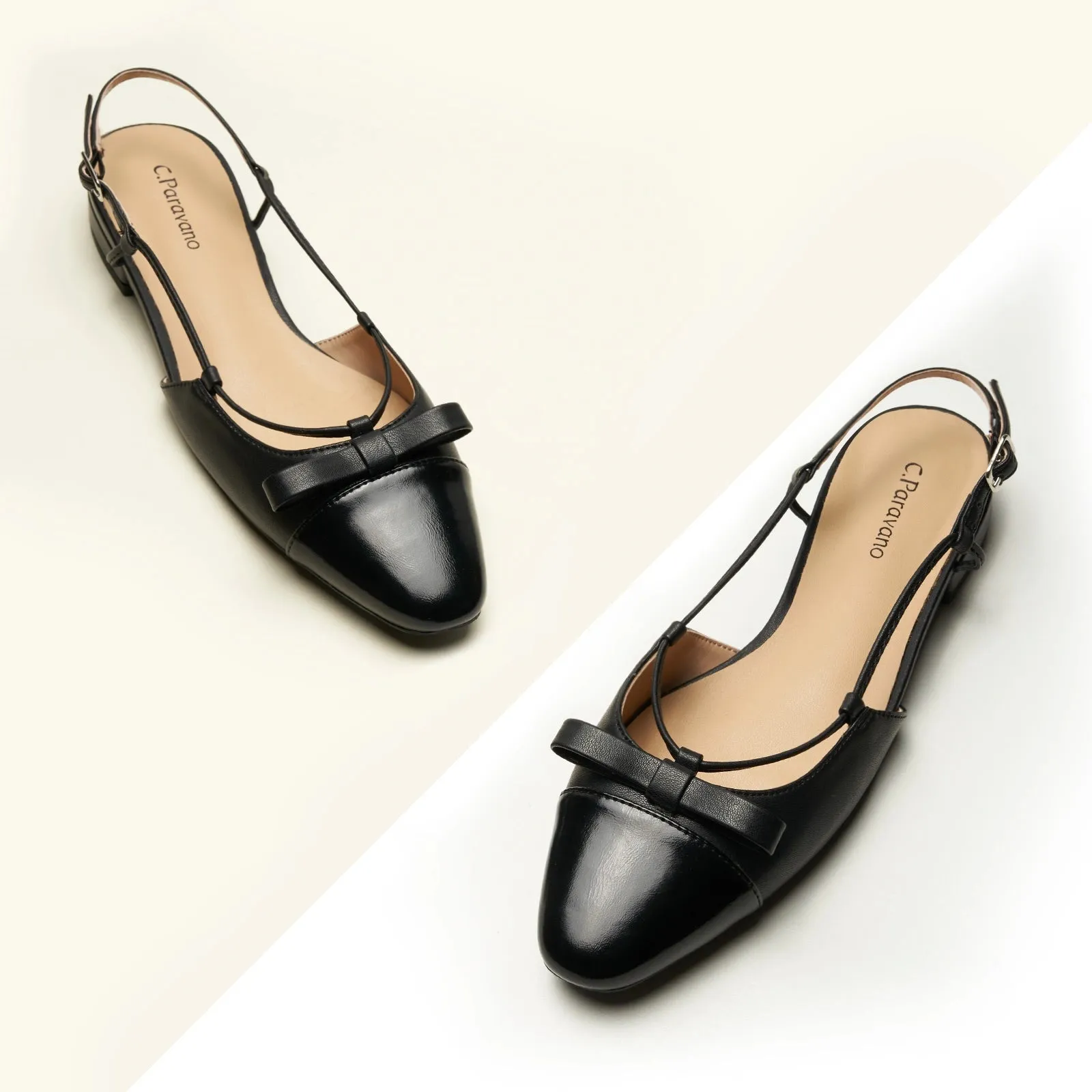 Bow Almond Toe Slingback Flats(Lena F)