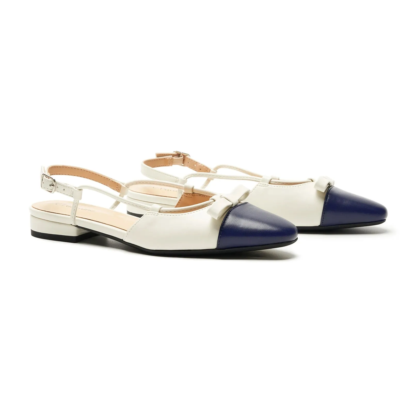 Bow Almond Toe Slingback Flats(Lena F)