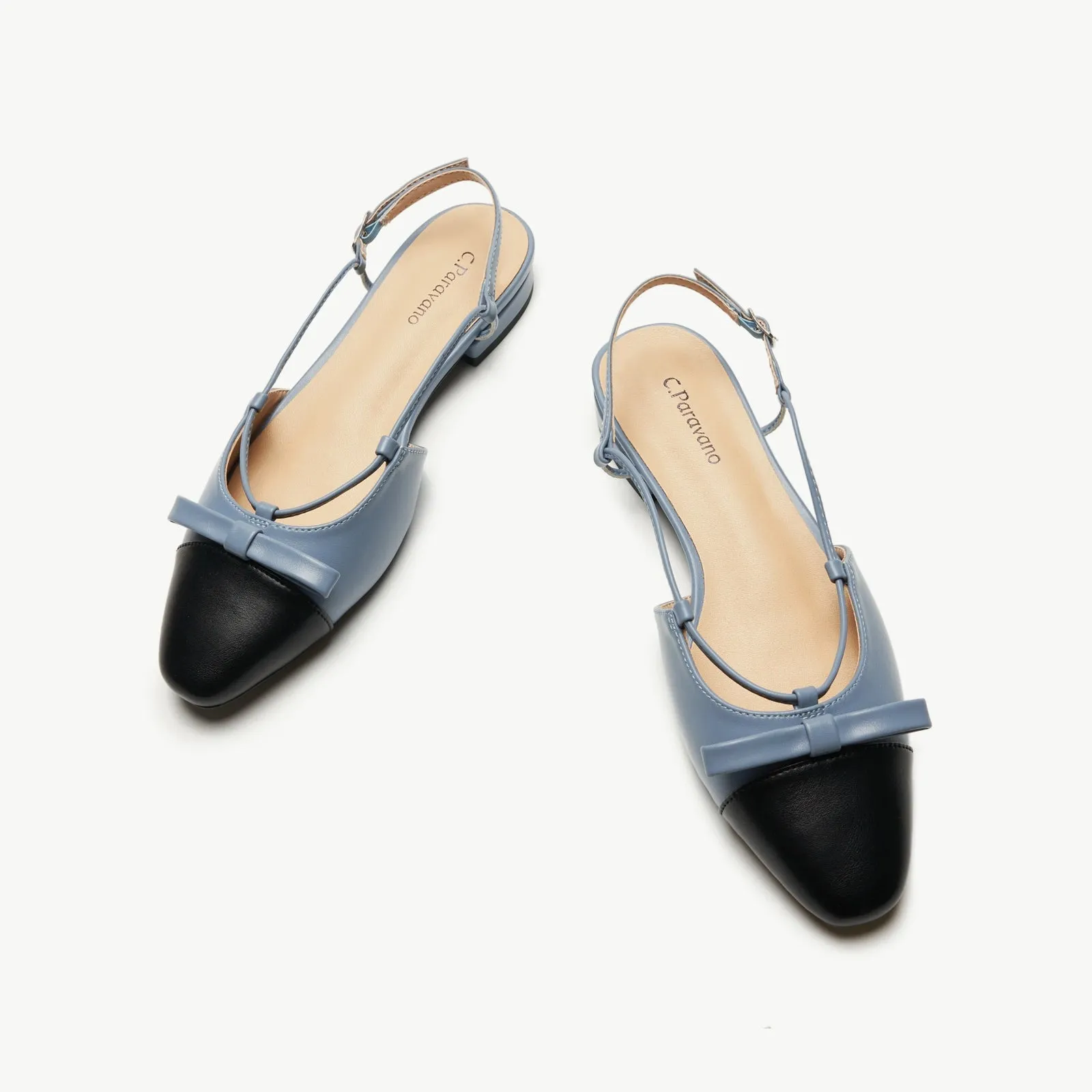 Bow Almond Toe Slingback Flats(Lena F)
