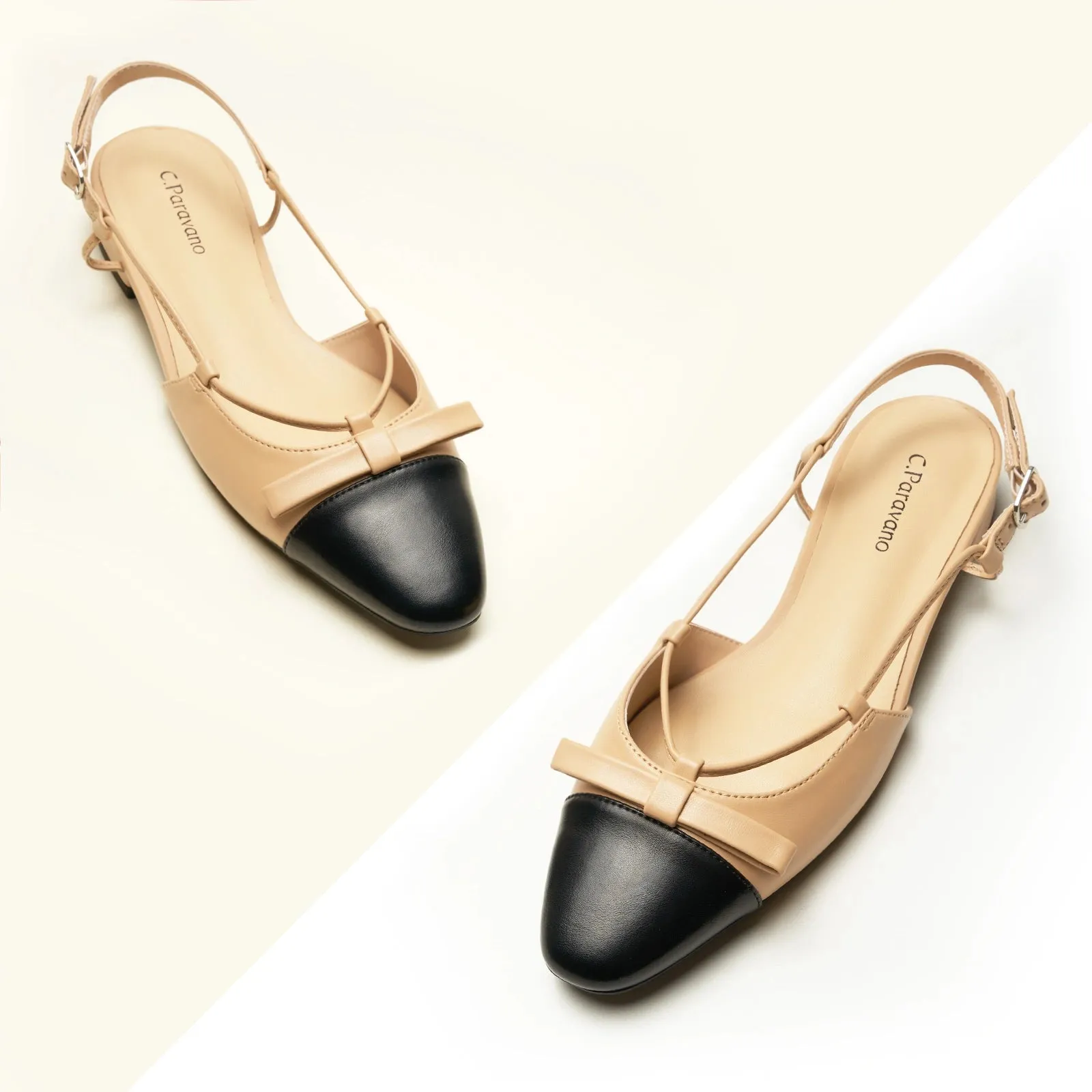 Bow Almond Toe Slingback Flats(Lena F)