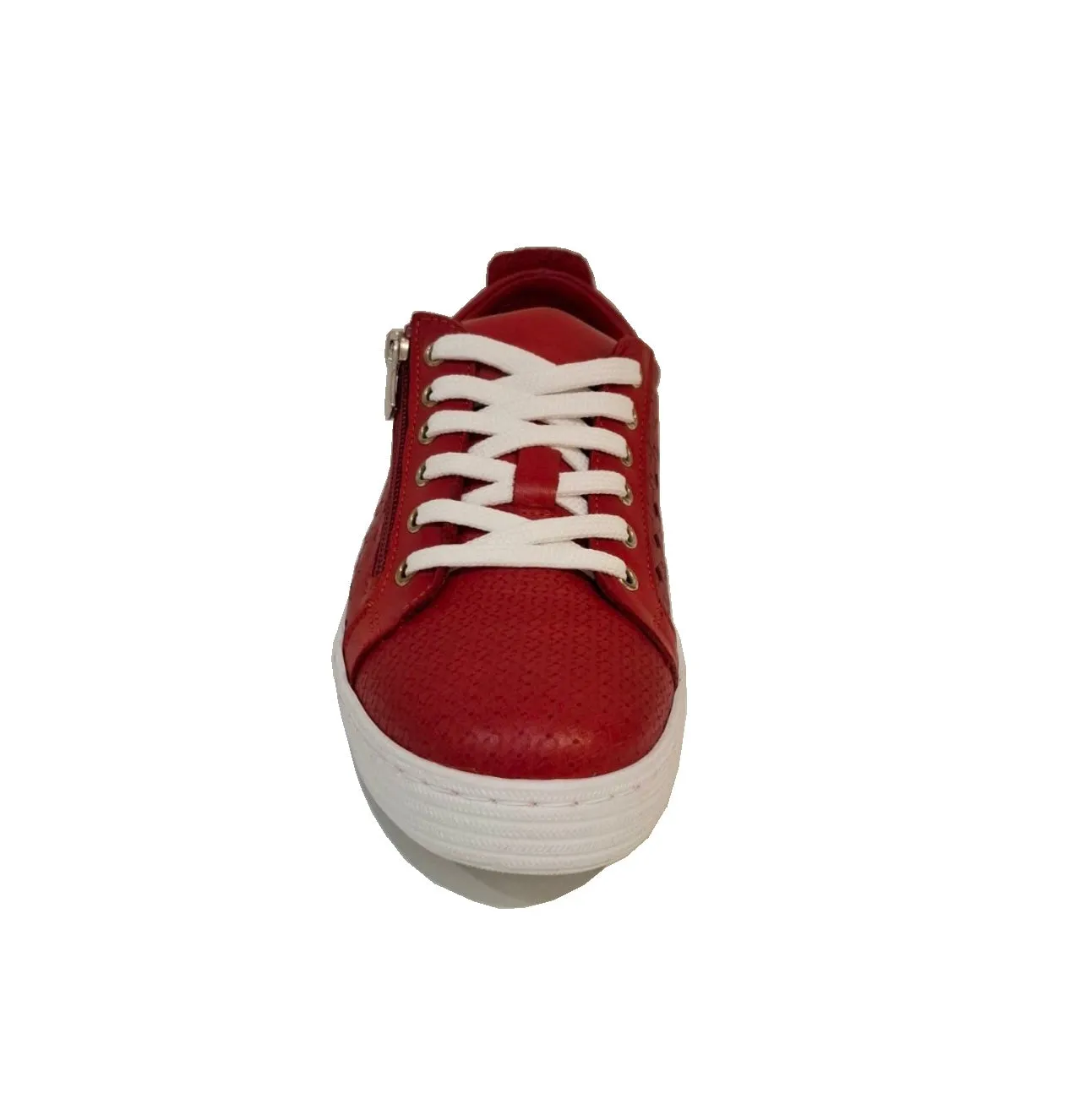 Cabello Comfort United Red Perforated 6 Eyelet Zip Shoe Made In Turkey