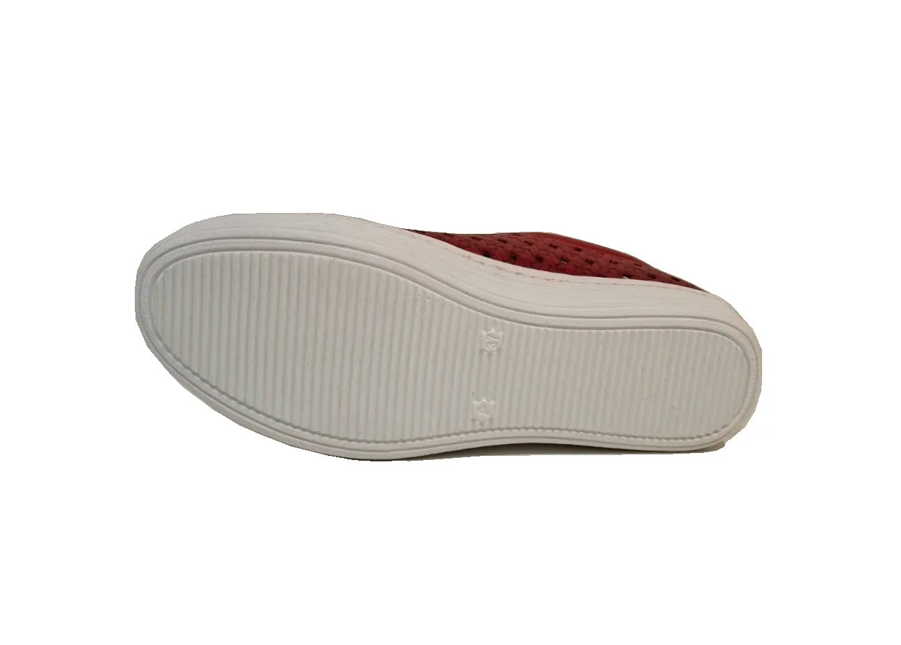 Cabello Comfort United Red Perforated 6 Eyelet Zip Shoe Made In Turkey