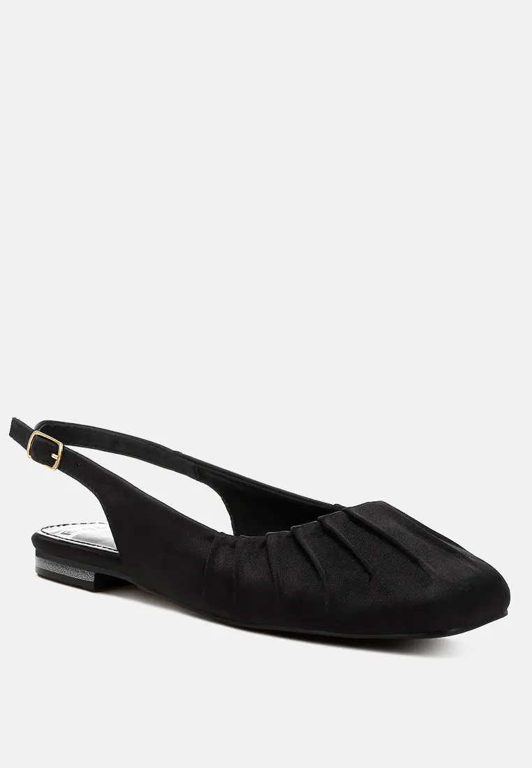 Cheeni Satin Square Toe Flat Slingbacks
