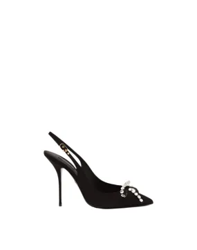 Dolce & Gabbana Gros-Grain Slingbacks With Crystal Embellishment
