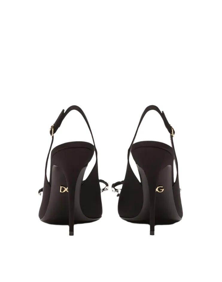 Dolce & Gabbana Gros-Grain Slingbacks With Crystal Embellishment