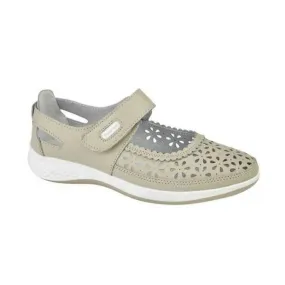 DORRIT Ladies Action Leather Wide Fit Shoes Beige