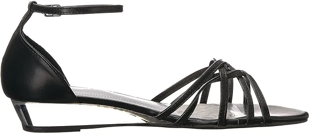 Easy Street Women's Tarrah Crossover Wedge Sandals  Color Black Size 7W
