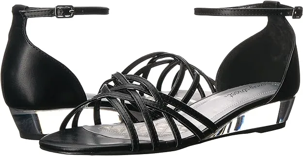 Easy Street Women's Tarrah Crossover Wedge Sandals  Color Black Size 7W