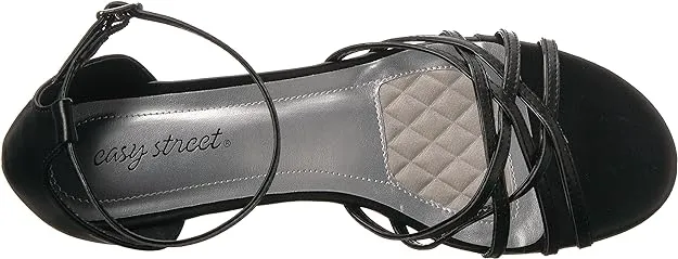 Easy Street Women's Tarrah Crossover Wedge Sandals  Color Black Size 7W