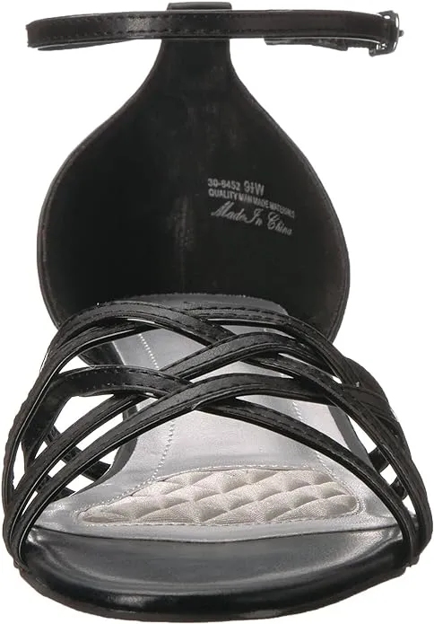 Easy Street Women's Tarrah Crossover Wedge Sandals  Color Black Size 7W
