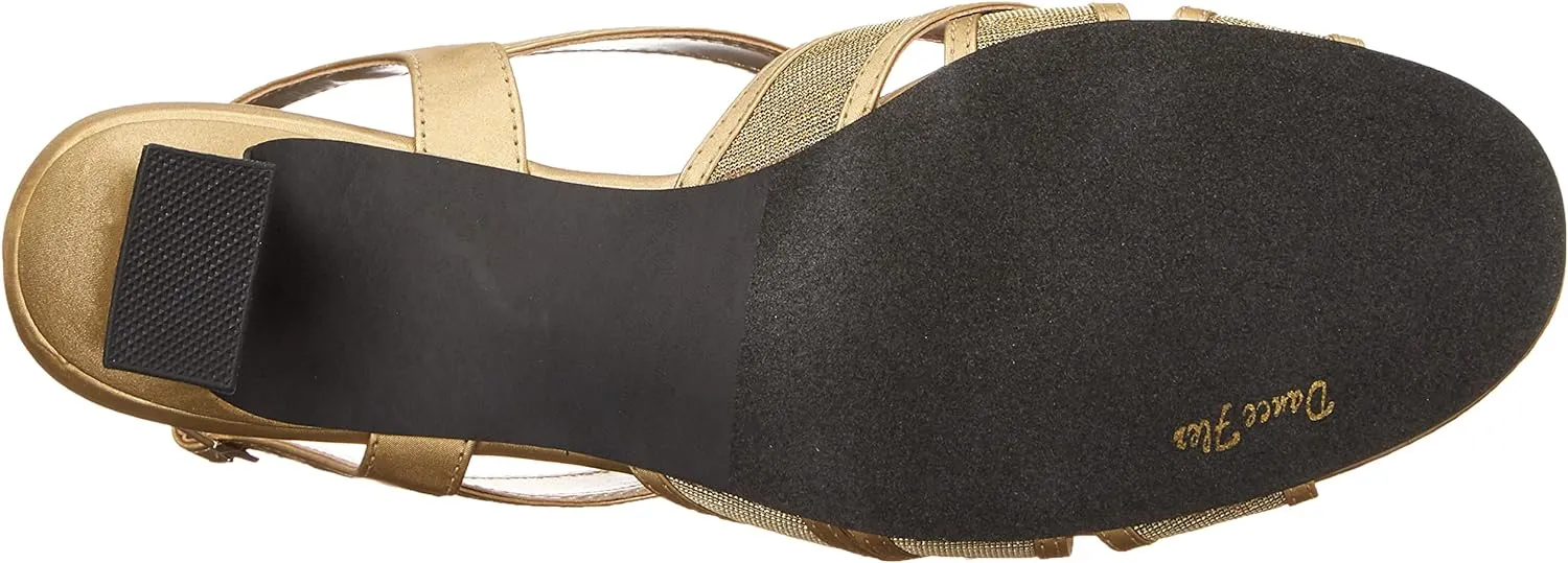 Easy Street Women's Tristen Dressy Mesh Inset Dress Sandals  Color Gold Satin Size 8W