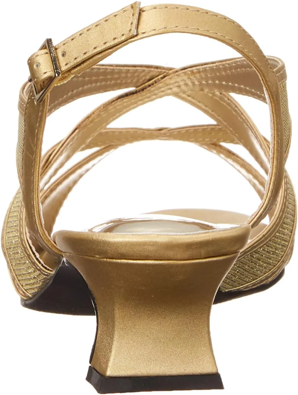 Easy Street Women's Tristen Dressy Mesh Inset Dress Sandals  Color Gold Satin Size 8W