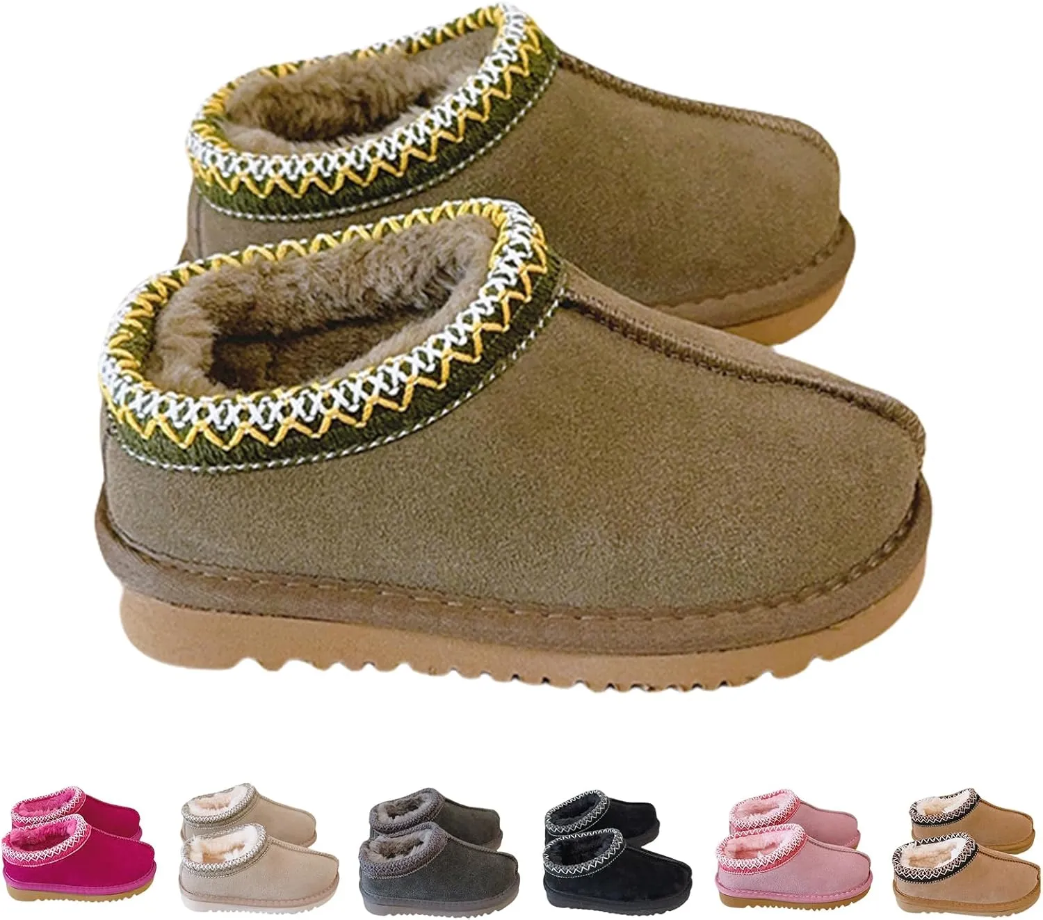 Fashion Winter Plush Platform Boots Little Kids Ankle Boots Toddler Kids Wool Lined Slippers Girls Boys Outdoor Warm Indoor Home Anti-slip Trendy Mini Boots