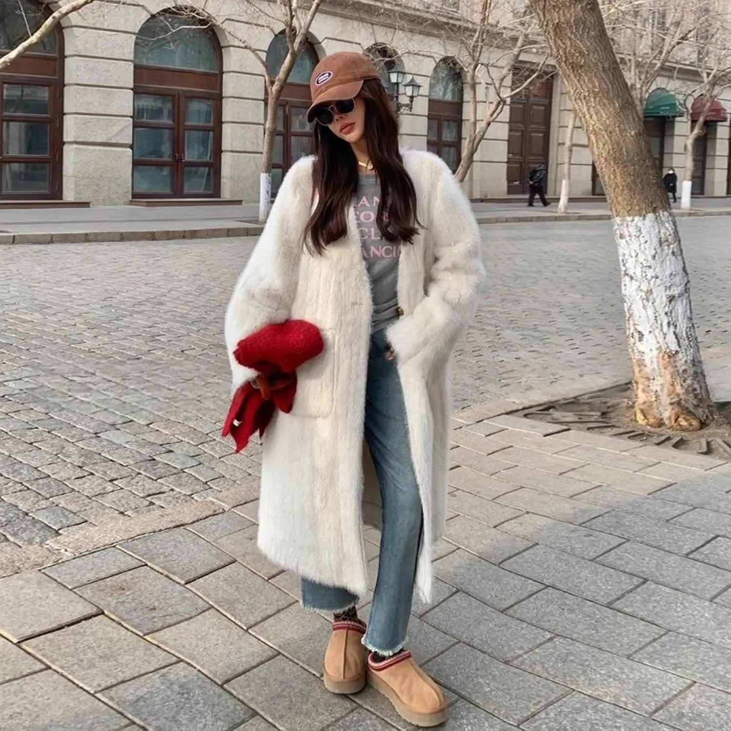 Fashion Winter Shaggy Platform Boots Children's Ankle Boots Little Kids Big Kids Wool Lined Slippers Girls Boys Warm Outdoor Indoor Home Anti-slip Trendy Mini Boots