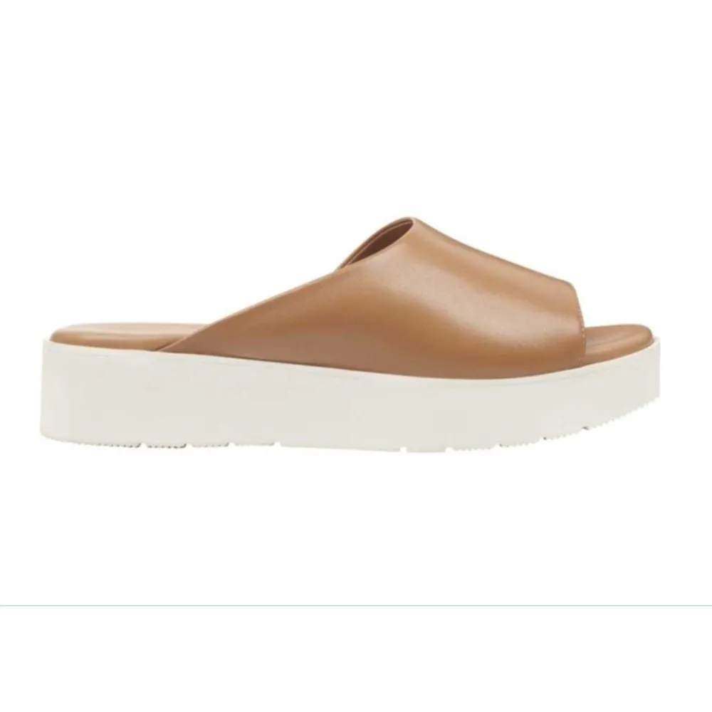 Flora Medium Brown Leather Easy Spirit Slide Sandals