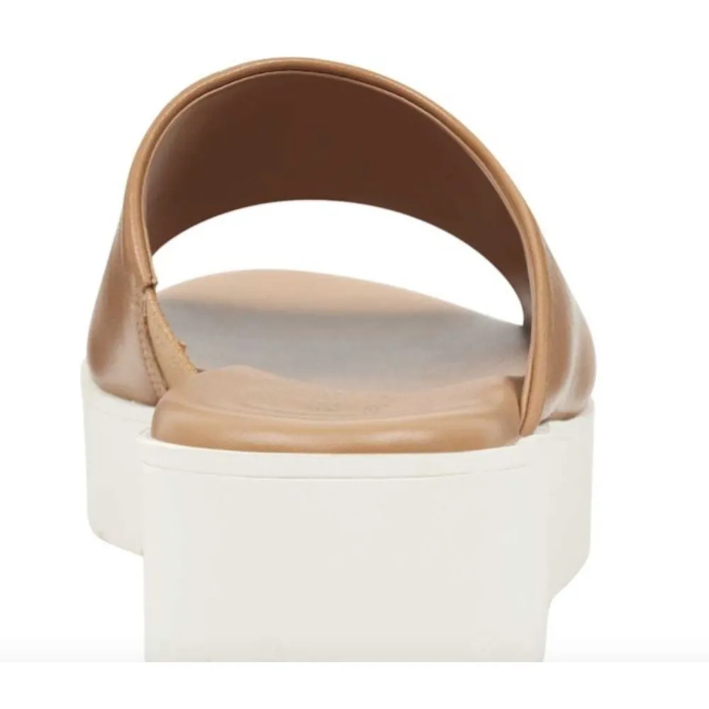 Flora Medium Brown Leather Easy Spirit Slide Sandals