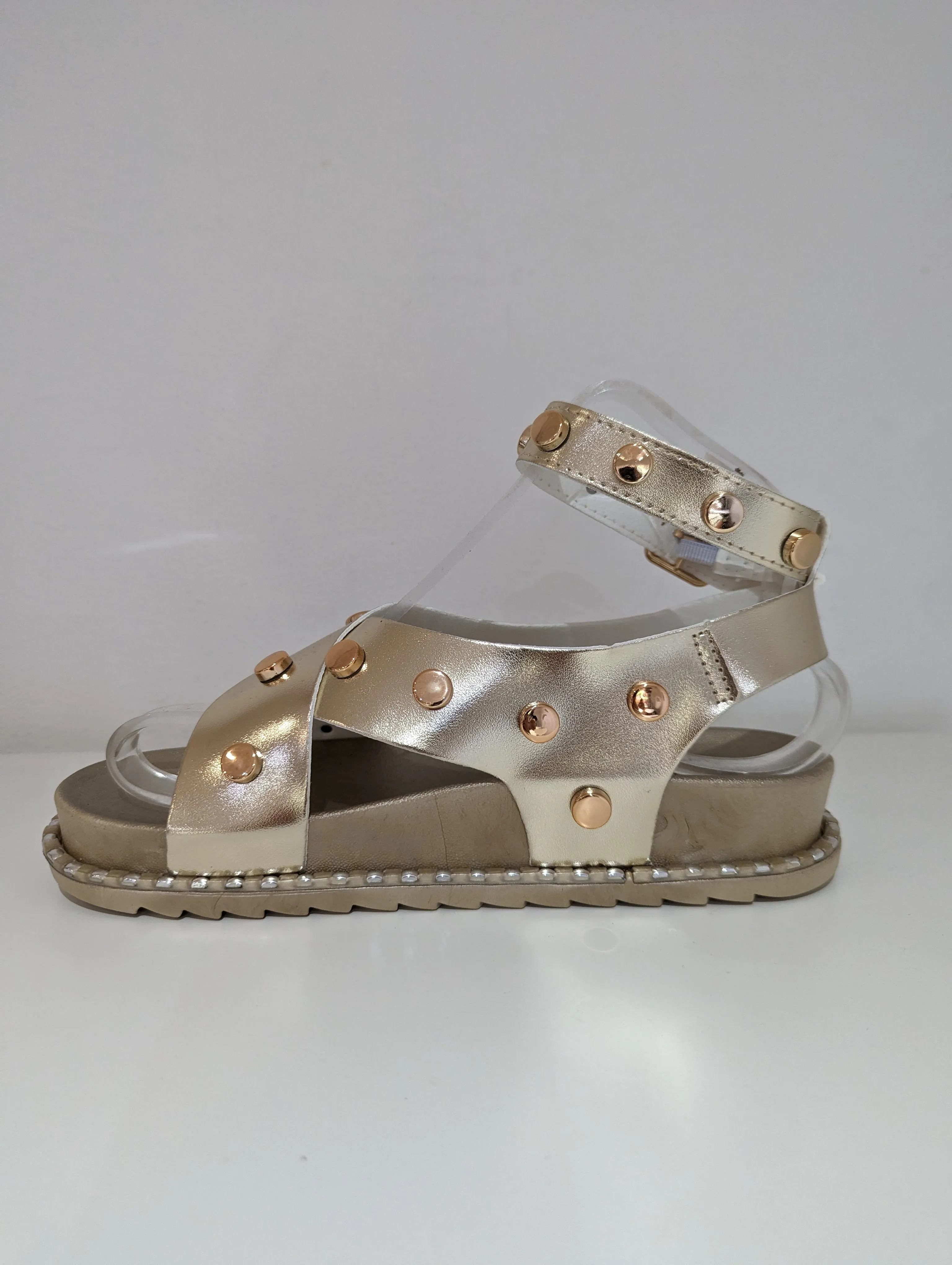 Gold Studded Cross Sandals