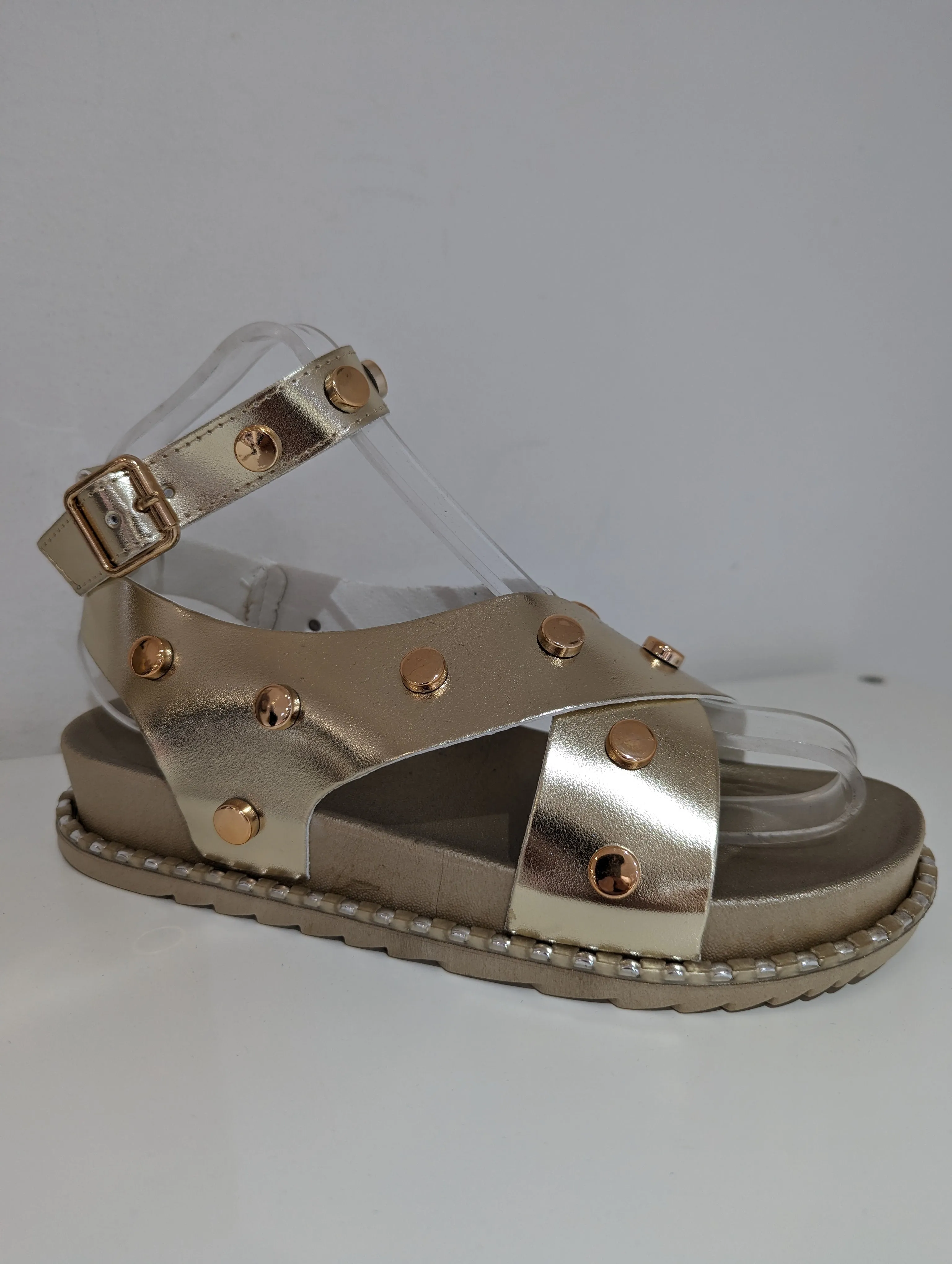 Gold Studded Cross Sandals