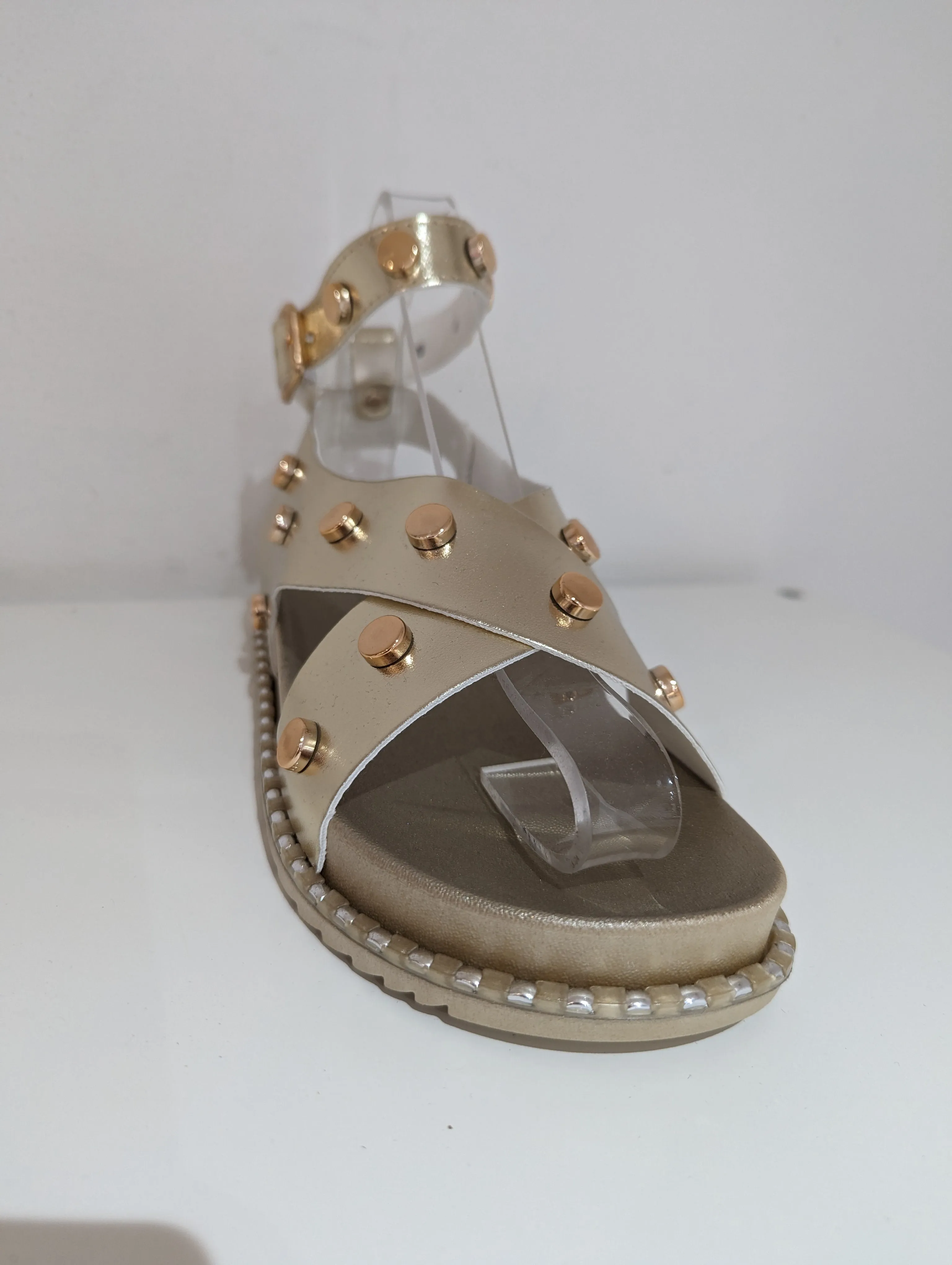 Gold Studded Cross Sandals