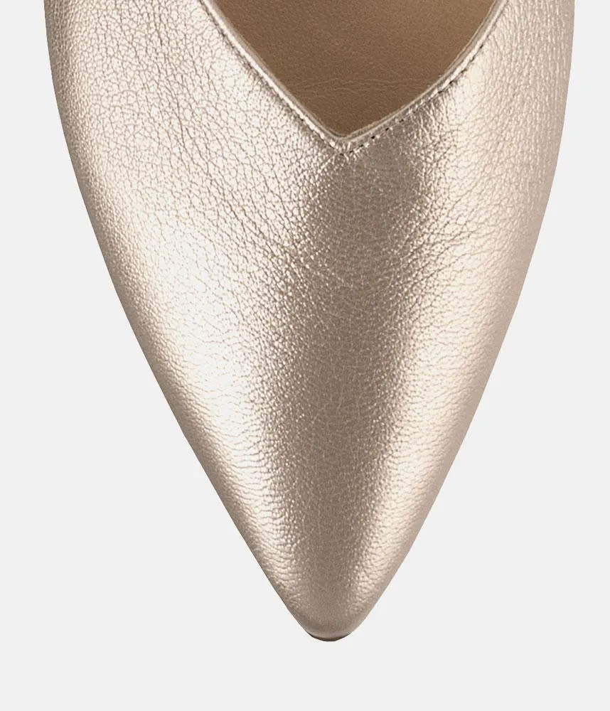 Hogl Stylish Gold Metallic Slingbacks