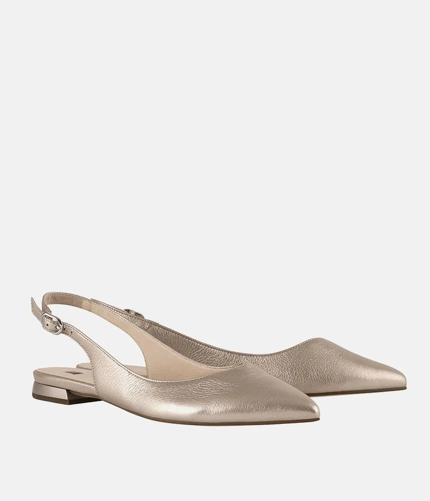 Hogl Stylish Gold Metallic Slingbacks