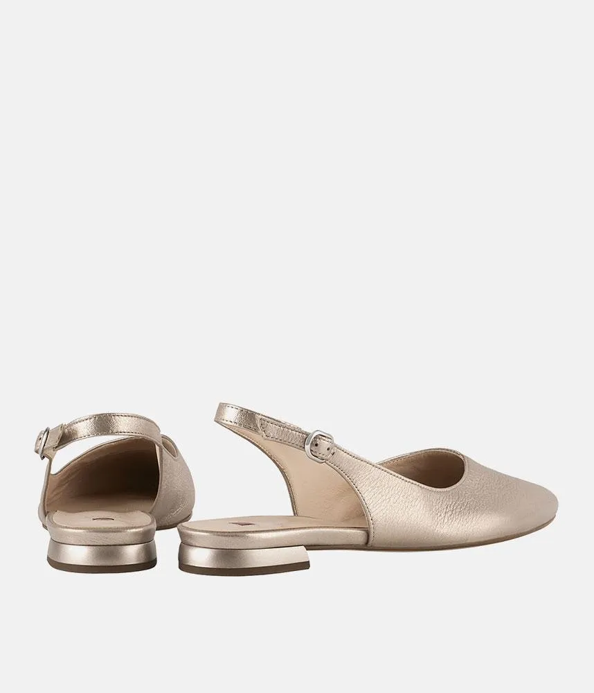 Hogl Stylish Gold Metallic Slingbacks
