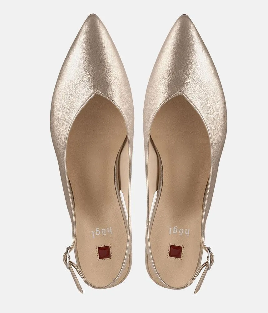 Hogl Stylish Gold Metallic Slingbacks