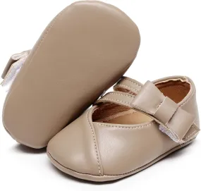HONGTEYA Infant Baby Girl Mary Janes Flats PU Leather Non-Slip Soft Sole for Toddler First Walker Newborn Infant Crib Shoes Wedding Party Princess Baby Moccasins Girl Dress Shoes