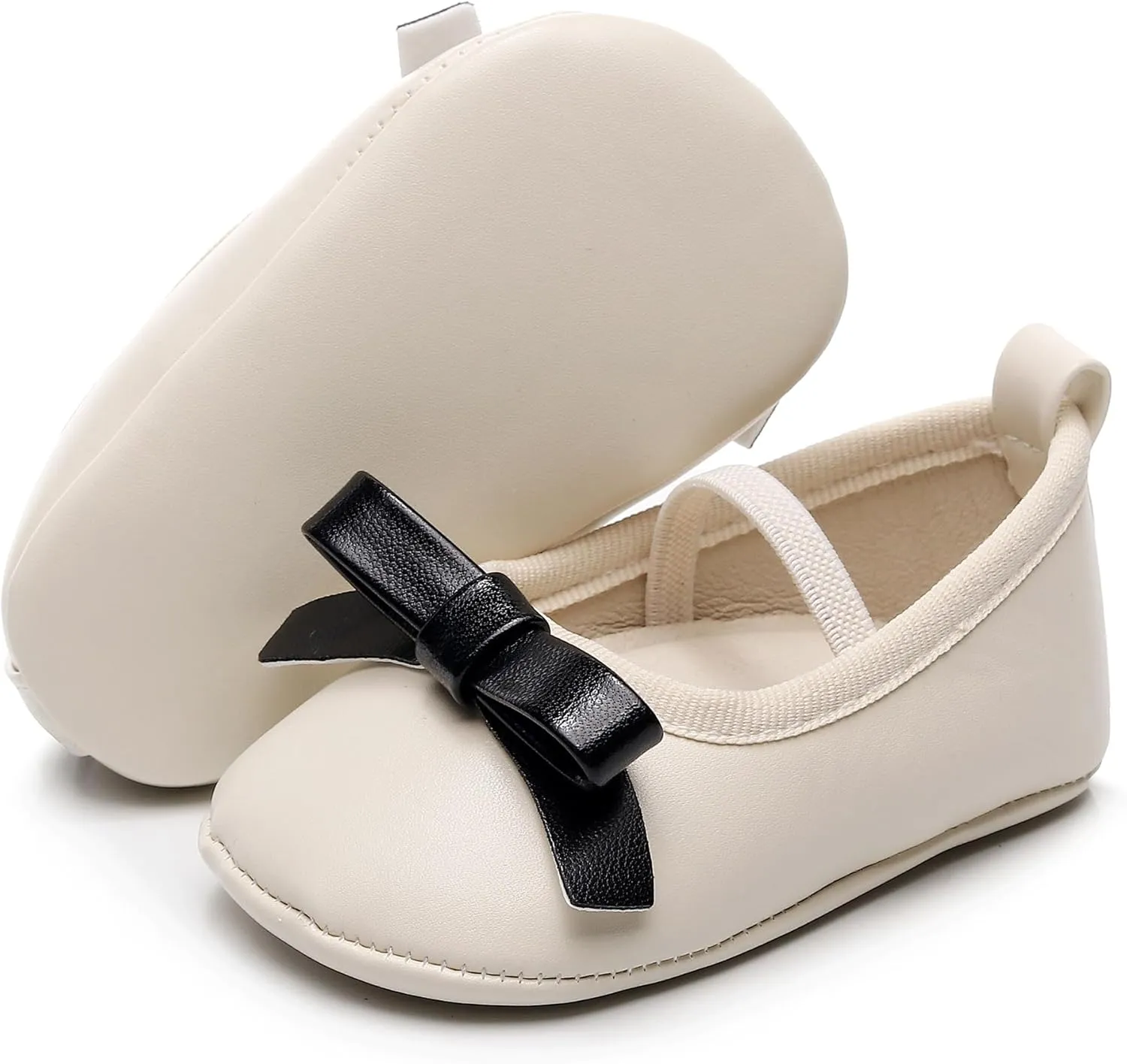HONGTEYA Infant Baby Girl Mary Janes Flats PU Leather Non-Slip Soft Sole for Toddler First Walker Newborn Infant Crib Shoes Wedding Party Princess Baby Moccasins Girl Dress Shoes