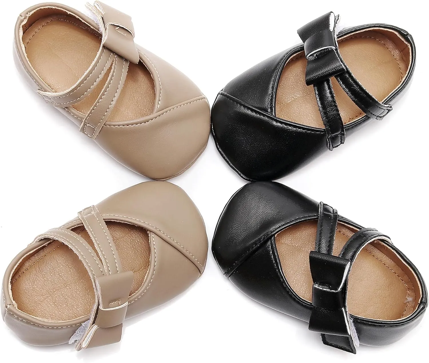 HONGTEYA Infant Baby Girl Mary Janes Flats PU Leather Non-Slip Soft Sole for Toddler First Walker Newborn Infant Crib Shoes Wedding Party Princess Baby Moccasins Girl Dress Shoes