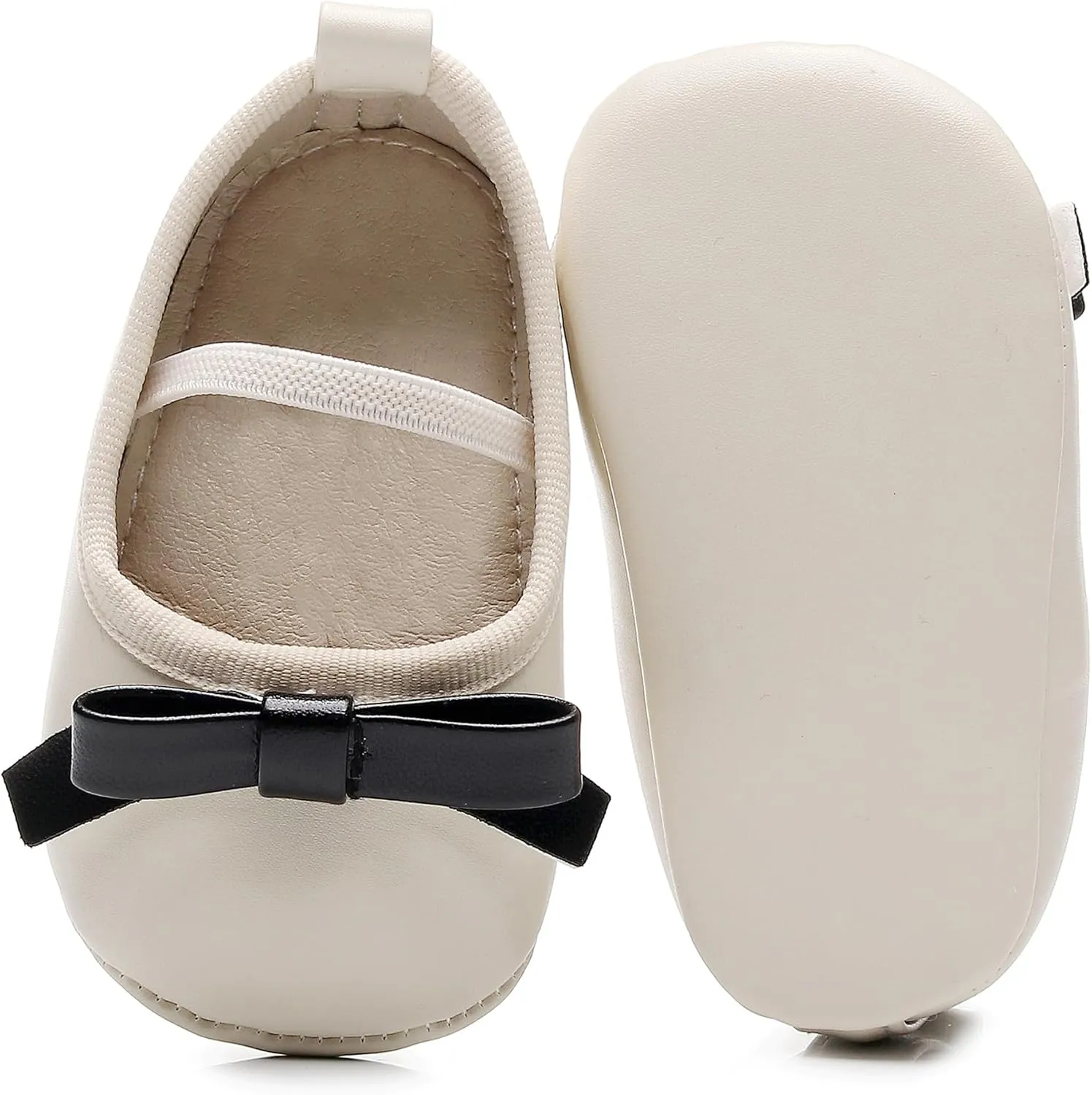 HONGTEYA Infant Baby Girl Mary Janes Flats PU Leather Non-Slip Soft Sole for Toddler First Walker Newborn Infant Crib Shoes Wedding Party Princess Baby Moccasins Girl Dress Shoes