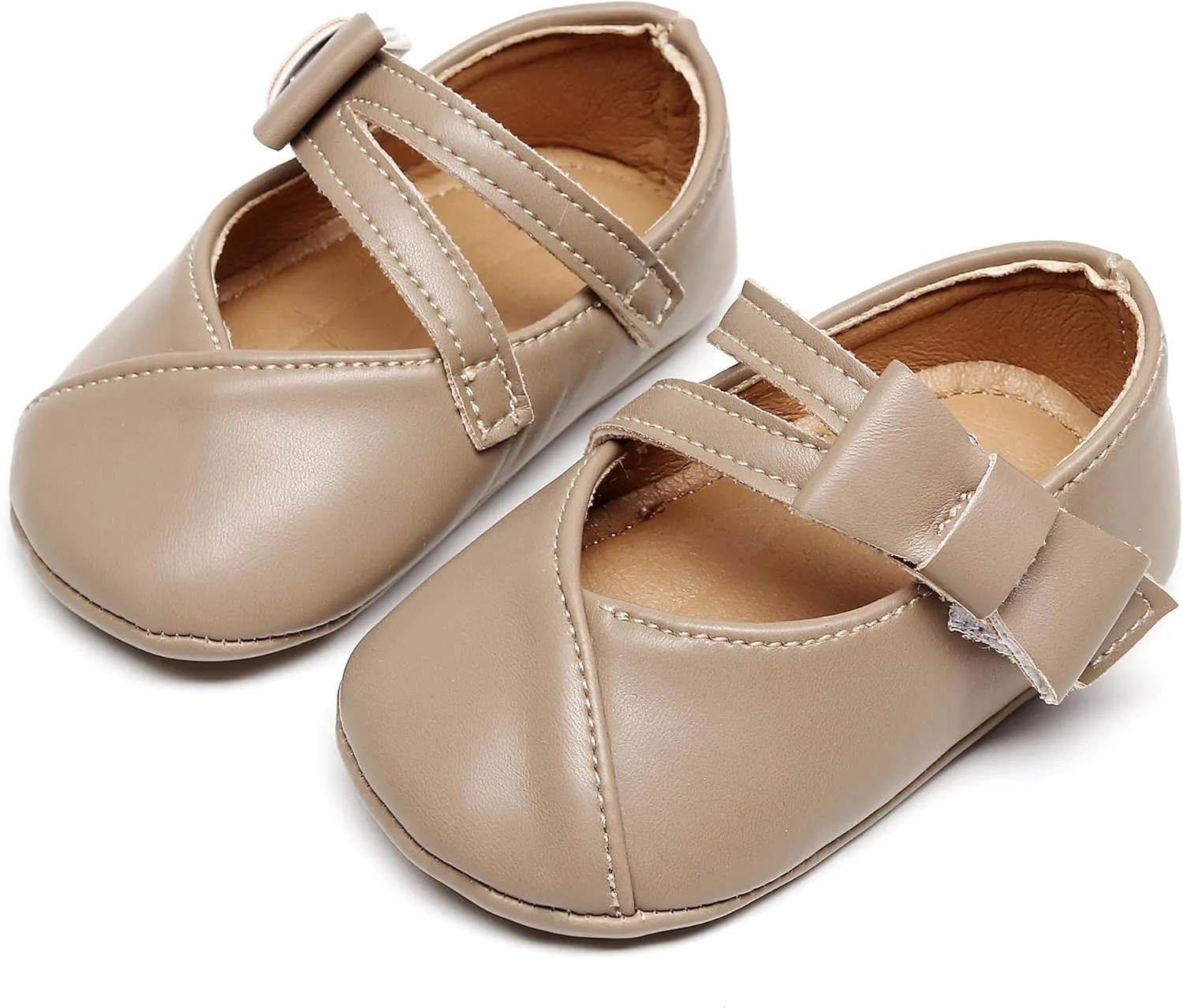 HONGTEYA Infant Baby Girl Mary Janes Flats PU Leather Non-Slip Soft Sole for Toddler First Walker Newborn Infant Crib Shoes Wedding Party Princess Baby Moccasins Girl Dress Shoes