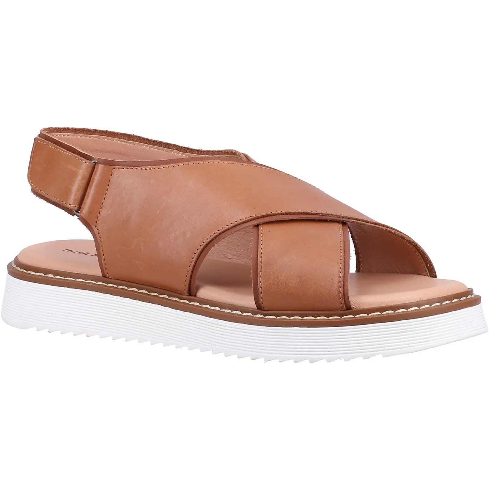 Hush Puppies Womens Clarissa Cross Over Leather Sandals - Tan