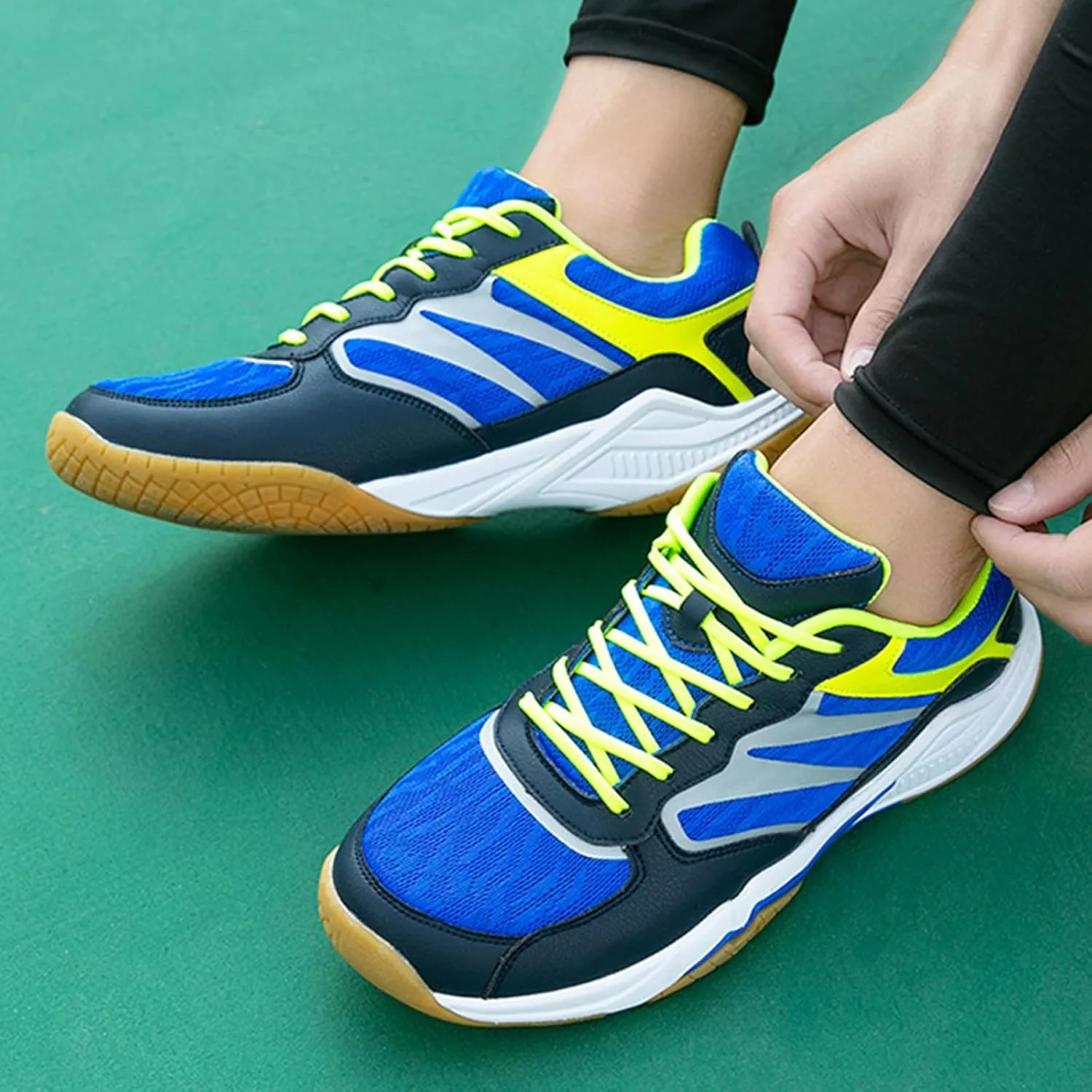 Indoor Court Shoes Mens for Tennis, Non Slip Comfort Lightweight Badminton Table Tennis Sneakers for Volleyball Pickleball Women Boys and Girls