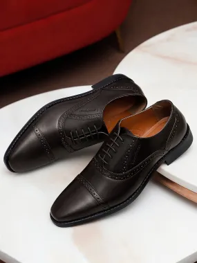 Italian Leather Oxford Brunette Brown Shoes for Men